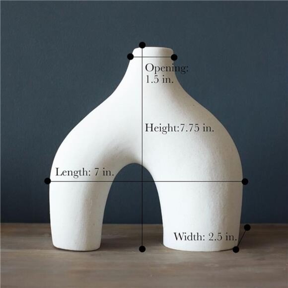 Vase Set of 2 - Minimalist Nordic, White Ceramic Hollow - Picture 2 of 8